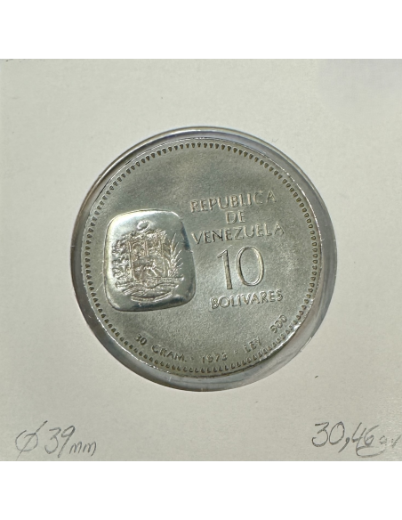 VENEZUELA - 10 BOLIVARES (1973) Monnaie en Argent // Qualité : TTB