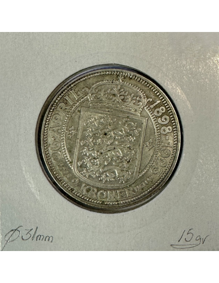 DANEMARK - 2 KRONER 1923 - Pièce de Monnaie en Argent // TTB