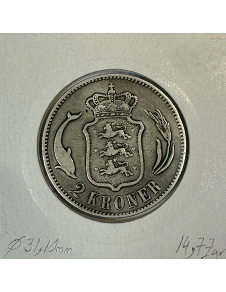 DANEMARK - 2 KRONER 1876 - Pièce de Monnaie en Argent // TB