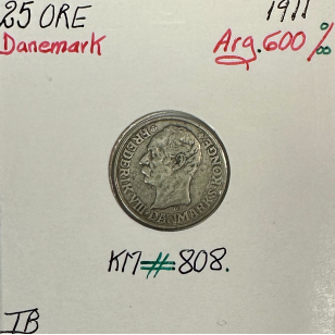 DANEMARK - 25 ORE 1911 - Pièce de Monnaie en Argent //...