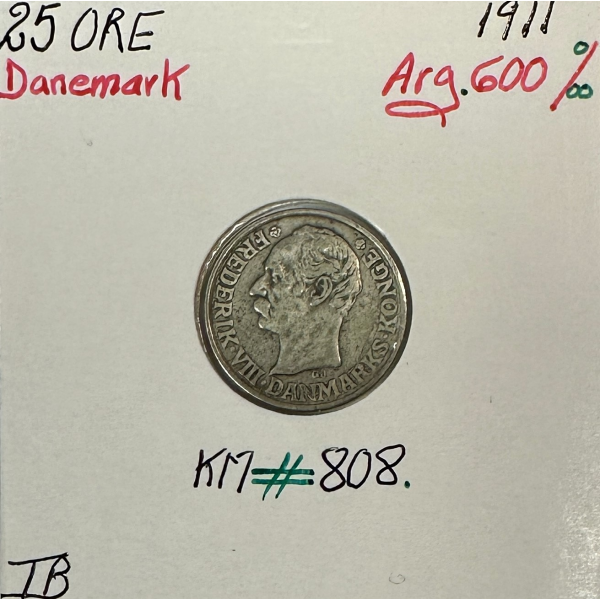 DANEMARK - 25 ORE 1911 - Pièce de...