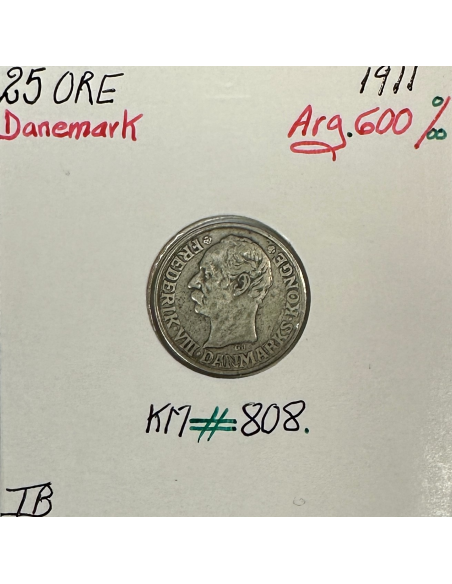DANEMARK - 25 ORE 1911 - Pièce de Monnaie en Argent // Qualité : TB