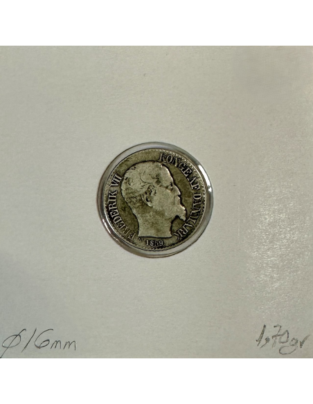 DANEMARK - 5 CENTS 1859 - Pièce de Monnaie en Argent // Qualité : TB
