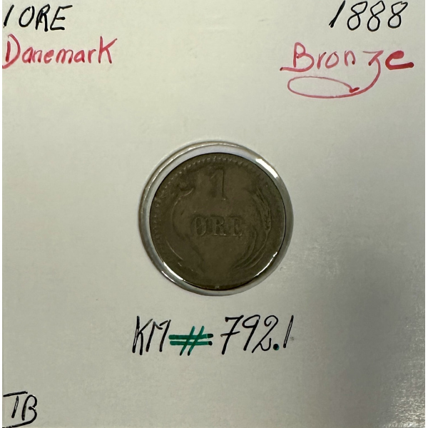 DANEMARK - 1 ORE 1888 - Pièce de...