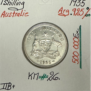 AUSTRALIE - 1 SHILLING 1935 - Pièce de Monnaie en Argent...