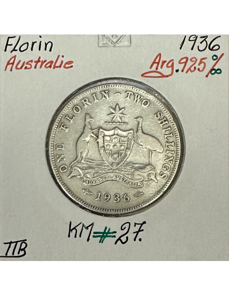 AUSTRALIE - 1 FLORIN 1936 - Pièce de Monnaie en Argent // TTB