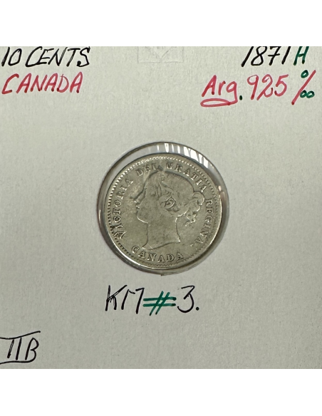 CANADA - 10 CENTS 1871 H - Pièce de Monnaie en Argent // Qualité : TTB