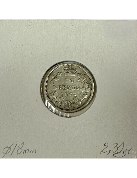 CANADA - 10 CENTS 1871 H - Pièce de Monnaie en Argent // Qualité : TTB