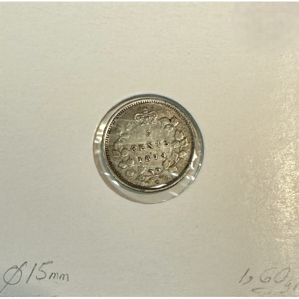 CANADA - 5 CENTS 1874 H - Pièce de...
