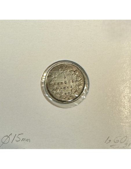 CANADA - 5 CENTS 1874 H - Pièce de Monnaie en Argent // Qualité : TTB