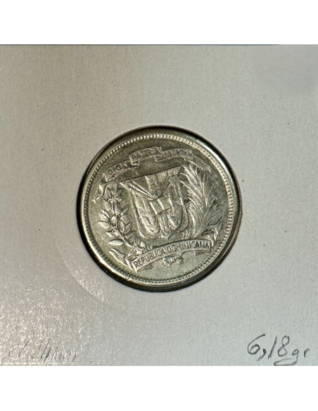 REPUBLIQUE DOMINICAINE - 25 CENTAVOS (1952) Monnaie en Argent // Qualité : TTB