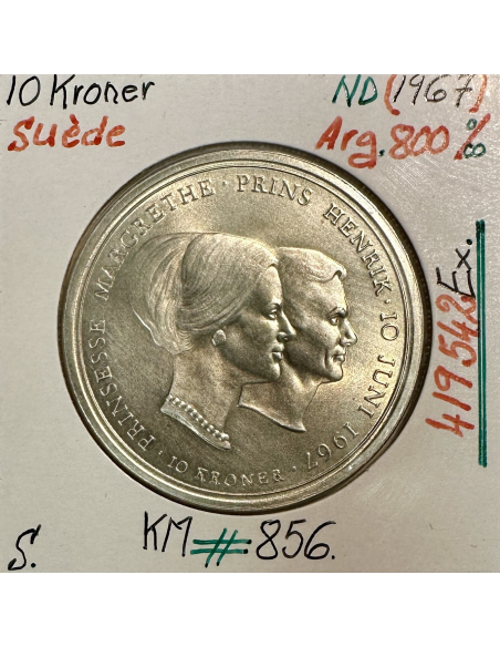 SUEDE - 10 KRONER ND (1967) - Pièce de Monnaie en Argent // Qualité : SUP