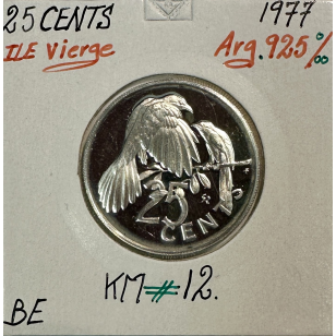 ILE VIERGE - 25 CENTS 1977 - Pièce de Monnaie en Argent...