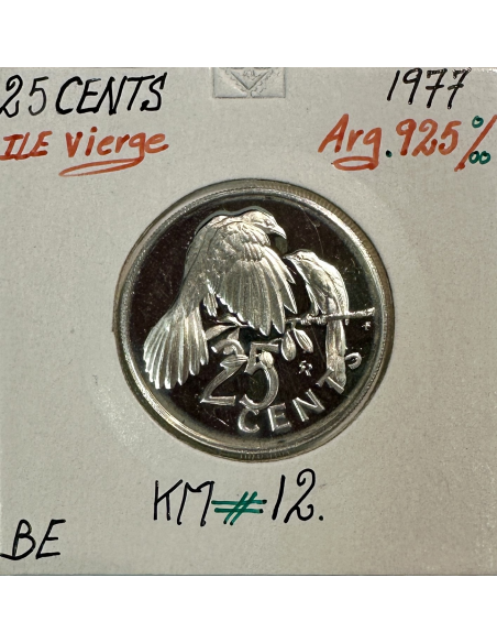 ILE VIERGE - 25 CENTS 1977 - Pièce de Monnaie en Argent // Qualité : BE