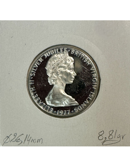 ILE VIERGE - 25 CENTS 1977 - Pièce de Monnaie en Argent // Qualité : BE