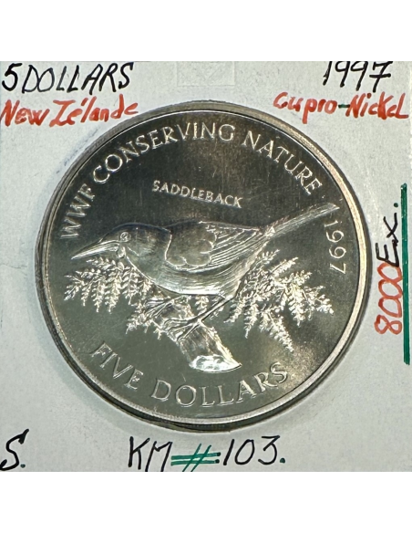 NOUVELLE-ZELANDE - 5 DOLLARS 1997 - Monnaie en Cupro-Nickel // SUP (OISEAU)