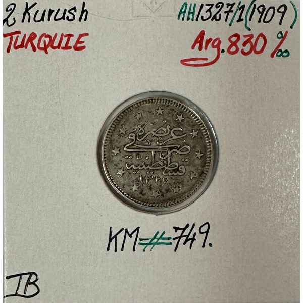 TURQUIE - 2 KURUSH 1909 (AH 1327) -...
