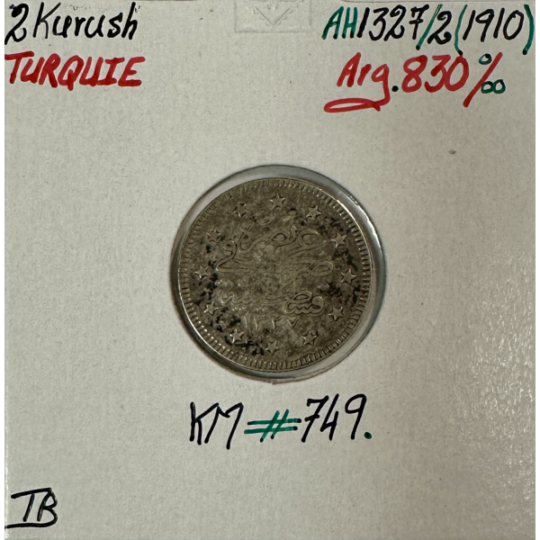 TURQUIE - 2 KURUSH 1910 (AH 1327) -...