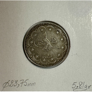 TURQUIE - 5 KURUSH 1909 (AH 1327) - Pièce de Monnaie en... 2