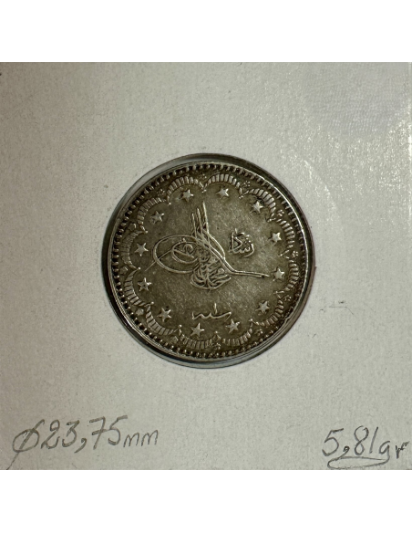 TURQUIE - 5 KURUSH 1909 (AH 1327) - Pièce de Monnaie en Argent // Qualité : TTB