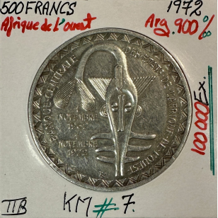 AFRIQUE DE L'OUEST - 500 FRANCS 1972 - Pièce de Monnaie...