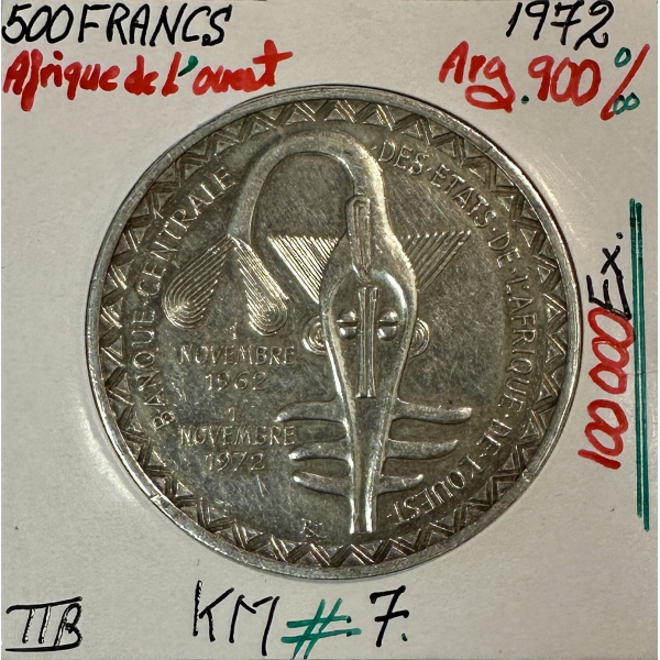 AFRIQUE DE L'OUEST - 500 FRANCS 1972...