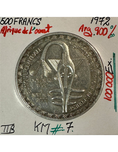 AFRIQUE DE L'OUEST - 500 FRANCS 1972 - Pièce de Monnaie en Argent // TTB