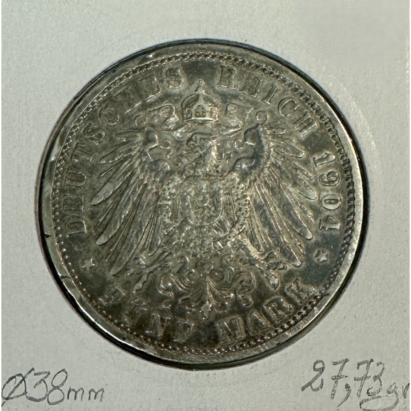 ALLEMAGNE BADEN - 5 MARK 1904 A -...