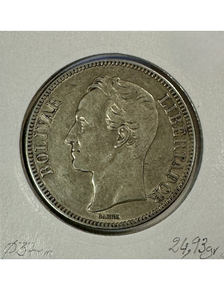 VENEZUELA - 5 BOLIVARES 1936 - Monnaie en Argent // Qualité : TTB