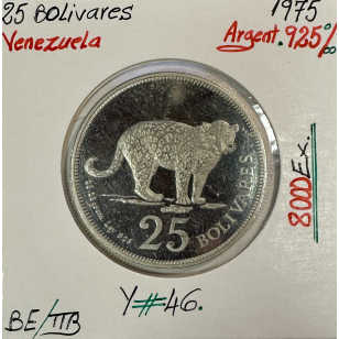 VENEZUELA - 25 BOLIVARES 1975 - Monnaie en Argent //...