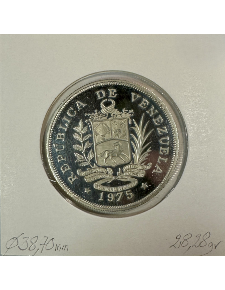 VENEZUELA - 25 BOLIVARES 1975 - Monnaie en Argent // Qualité : BE / TTB
