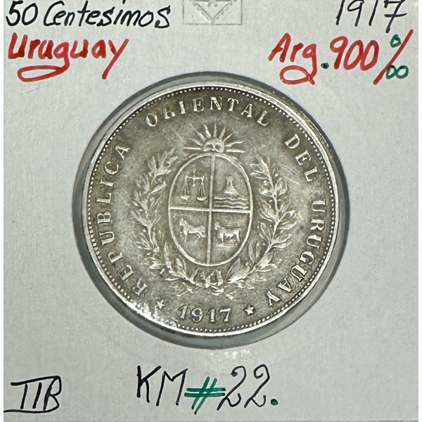 URUGUAY - 50 CENTESIMOS 1917 -...