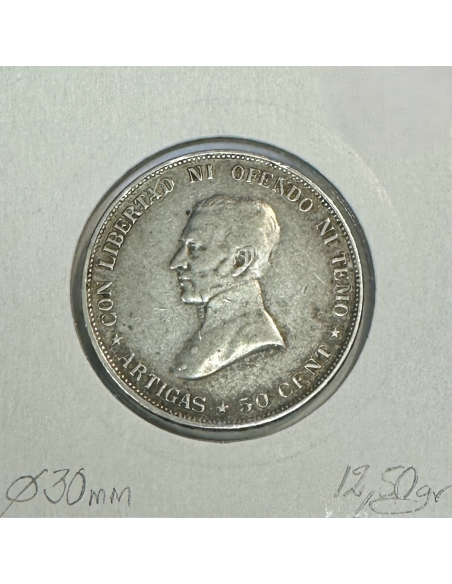 URUGUAY - 50 CENTESIMOS 1917 - Monnaie en Argent // Qualité : TTB