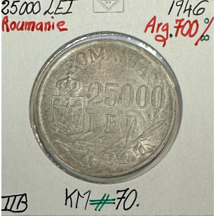 ROUMANIE - 25 000 LEI 1946 - Pièce de Monnaie en Argent...