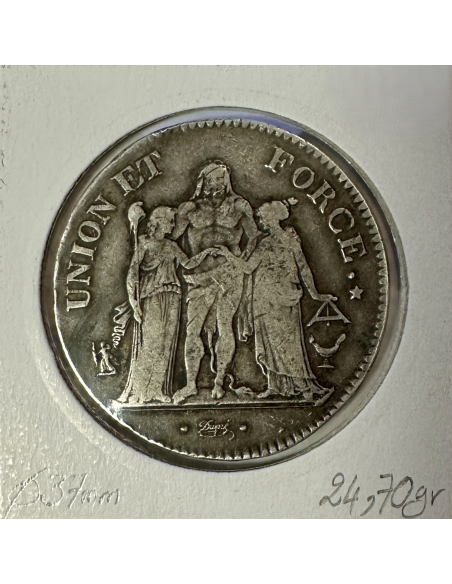5 FRANCS UNION ET FORCE - L'AN 11K - Pièce de Monnaie en Argent // TB