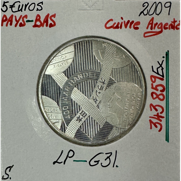 PAYS-BAS - 5 EURO 2009 en Cuivre...