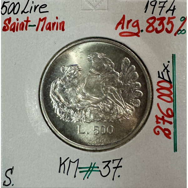 SAINT-MARIN - 500 LIRE 1974 - Pièce...