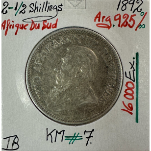 AFRIQUE DU SUD - 2 1/2 SHILLINGS (1892) Monnaie en Argent...