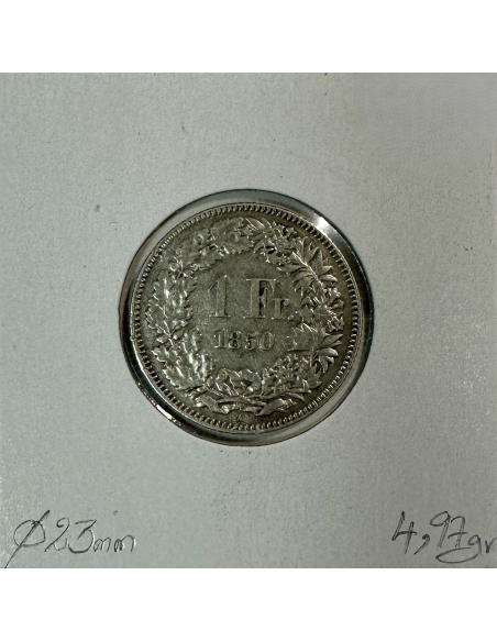 SUISSE - 1 FRANC 1850 A - Pièce de Monnaie en Argent // Qualité : TTB