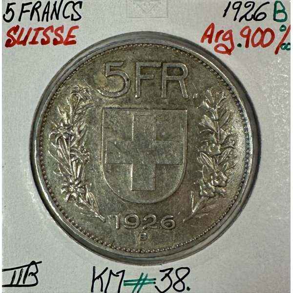 SUISSE - 5 FRANCS 1926 B - Pièce de...