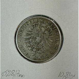 ALLEMAGNE BAVIERE - 2 MARK 1877 D - Pièce de Monnaie en... 2