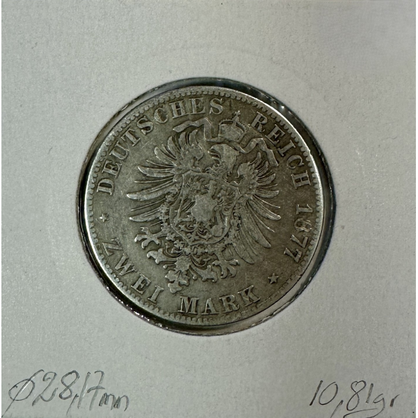 ALLEMAGNE BAVIERE - 2 MARK 1877 D -...