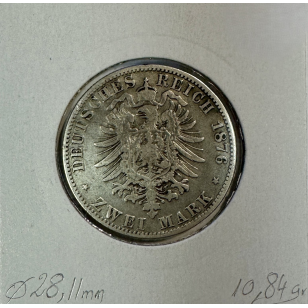 ALLEMAGNE HAMBOURG - 2 MARK 1876 J - Pièce de Monnaie en... 2