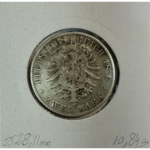 ALLEMAGNE HAMBOURG - 2 MARK 1876 J -...