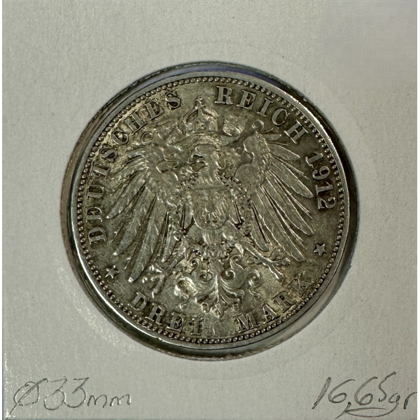 ALLEMAGNE BADEN - 3 MARK - 1912 G -...