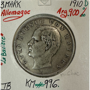 ALLEMAGNE BAVIERE - 3 MARK 1910 D - Pièce de Monnaie en...