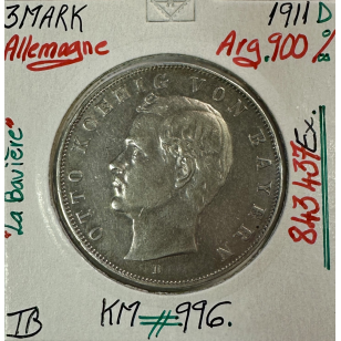 ALLEMAGNE BAVIERE - 3 MARK 1911 D - Pièce de Monnaie en...