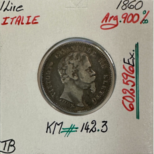 ITALIE - 1 LIRE 1860 - Pièce de Monnaie en Argent //...