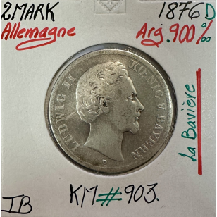 ALLEMAGNE BAVIERE - 2 MARK 1876 D - Pièce de Monnaie en...