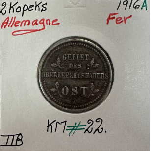ALLEMAGNE - 2 KOPEKS 1916 A - Pièce de Monnaie en Fer //...